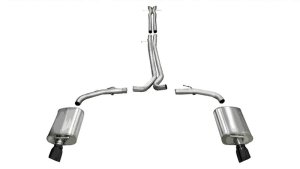 Ford Taurus SHO Performance Exhaust - Dual Rear Exit - CORSA Performance - Cat Back Sport with Dual 4in Black Tips - Black - `10-`19